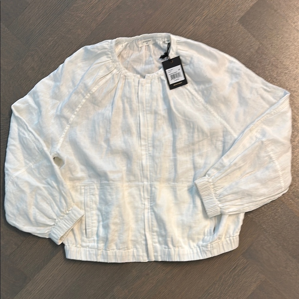 Billy Reid White linen feminine bomber Jacket - Picture 2 of 11